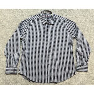 Robert Graham Shirt Mens Extra Large Blue Black Purple Stripes Long Sleeve